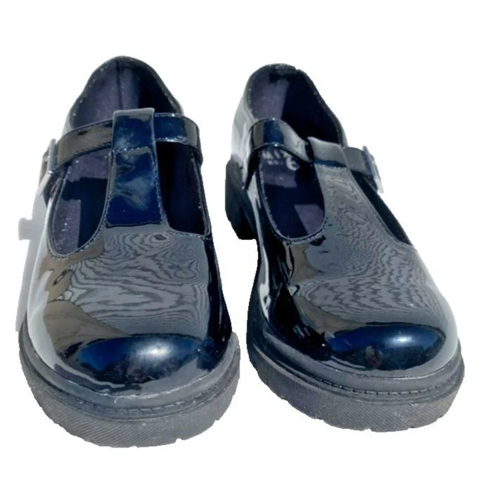 Mix No. 6 Lana Black Patent Leather Mary Jane Chunky Shoes Size 5 Youth /Women's